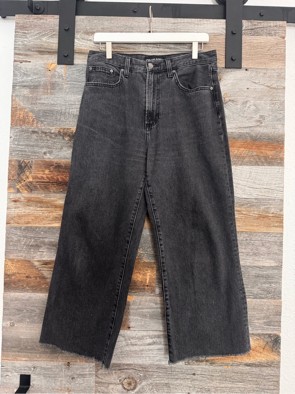 Aritzia Denim Forum The Farrah Hi-Rise Wide Jeans in Washed Black